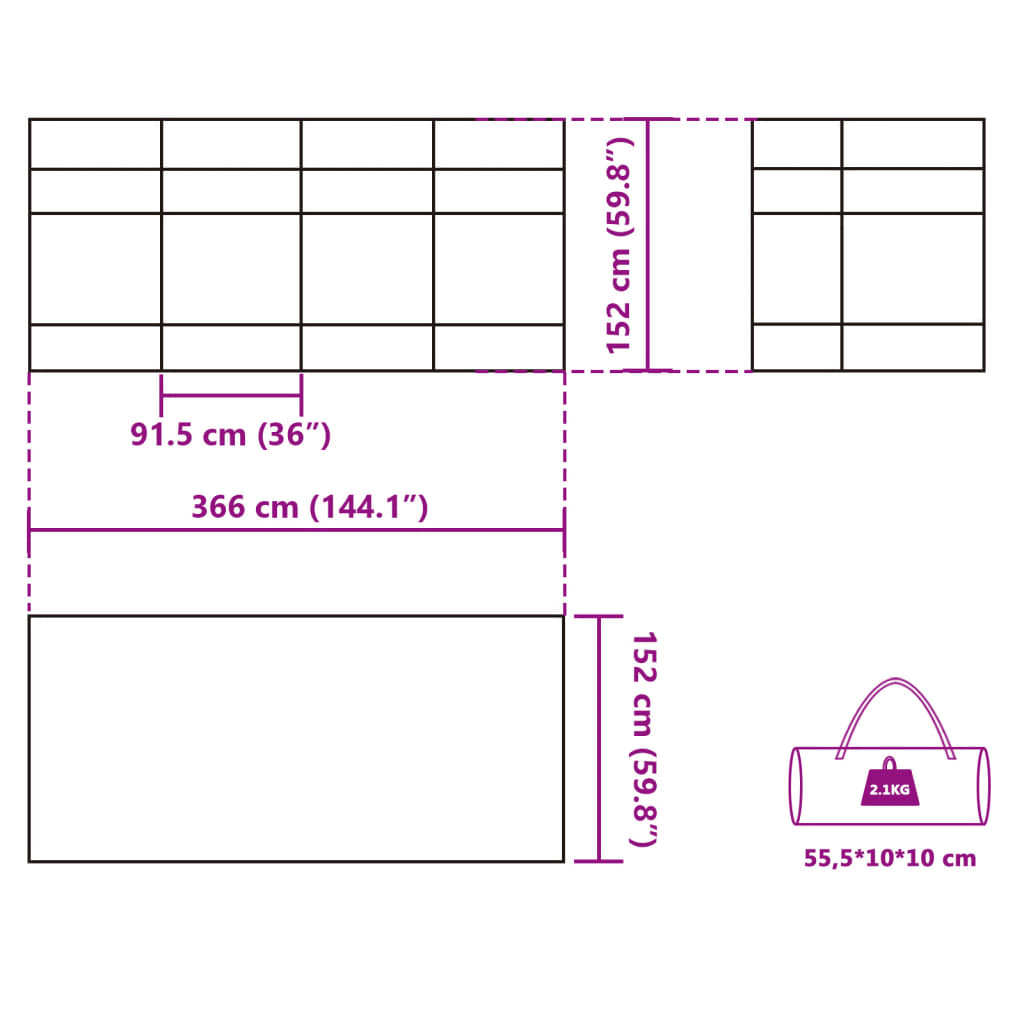 Windscherm Camping Waterdicht 366X152X152 Cm